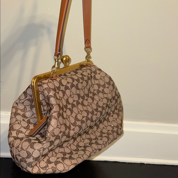 Coach Large Kisslock Frame Bag in Crystal Jacquard - Picture 7 of 9
